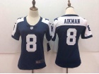 Women Dallas Cowboys #8 Troy Aikman Blue Thanksgiving Vapor Untouchable Limited Jersey