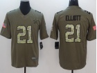 Dallas Cowboys #21 Ezekiel Elliott Olive Camo Salute To Service Limited Jersey