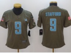 Women Detroit Lions #9 Matthew Stafford Olive Salute To Service Limited Jersey