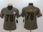 Women Pittsburgh Steelers #78 Alejandro Villanueva Olive Salute To Service Limited Jersey