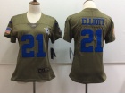 Women Dallas Cowboys #21 Ezekiel Elliott Olive Salute To Service Limited Jersey