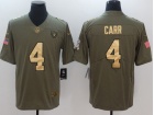 Oakland Raiders #4 Derek Carr Olive With Golden Number Salute To Service Limited Jersey