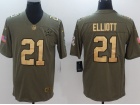 Dallas Cowboys #21 Ezekiel Elliott Olive With Golden Number Salute To Service Limited Jersey