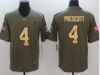 Dallas Cowboys #4 Dak Prescott Olive With Golden Number Salute To Service Limited Jersey