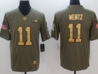 Philadelphia Eagles #11 Carson Wentz Olive With Golden Number Salute To Service Limited Jersey