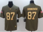 New England Patriots #87 Rob Gronkowski Olive With Golden Number Salute To Service Limited Jersey