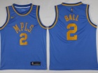 Nike Los Angeles Lakers #2 Lonzo Ball Blue MPLS Swingman Jersey