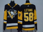 Adidas PPittsburgh Penguins #58 Kristopher Letang Black Women Jersey