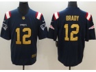 New England Patriots #12 Tom Brady Blue With Golden Number Color Rush Football Jersey