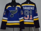 Adidas St.Louis Blues #91 Vladimir Tarasenko Blue USA Flag Fashion Women Hockey Jersey