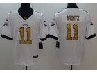 Philadelphia Eagles #11 Carson Wentz White With Golden Number Vapor Untouchable Limited Football Jersey