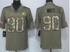 Pittsburgh Steelers #90 T.J. Watt Olive Camo Salute To Service Limited Jersey