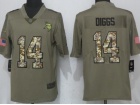 Minnesota Vikings #14 Stefon Diggs Olive Camo Salute To Service Limited Jersey