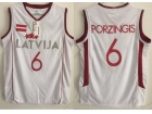 Latvija College #6 Kristaps Porzingis White Basketball Jersey