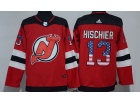 Adidas New Jersey Devils #13 Nico Hischier Red USA Flag Fashion Jersey