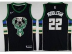 Nike Milwaukee Bucks #22 Khris  Middleton Black Swingman Jerseys