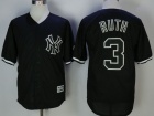 New York Yankees #3 Babe Ruth Black Cool Base Jersey