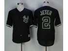 New York Yankees #2 Derek Jeter Black Fashion Cool Base Jersey