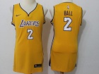 Nike Women Nike Los Angeles Lakers #2 Lonzo Ball Yellow Swingman Jersey