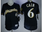 Milwaukee Brewers #6 Lorenzo Cain Navy Blue Flex Base Jerseys