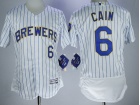 Milwaukee Brewers #6 Lorenzo Cain White Flex Base Jerseys