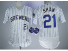 Milwaukee Brewers #21 Travis Shaw White Flex Base Jersey