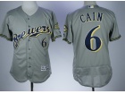 Milwaukee Brewers #6 Lorenzo Cain Grey Flex Base Jerseys