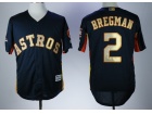 Houston Astros #2 Alex Bregman Blue With Gold Number Cool Base Jerseys