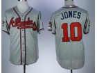 Atlanta Braves #10 Chipper Jones Grey Throwback Jersey