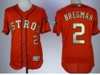 Houston Astros #2 Alex Bregman Orange With Gold Number Flexbase Jerseys