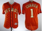 Houston Astros #1 Carlos Correa Orange With Gold Number Flexbase Jersey