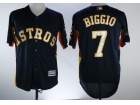 Houston Astros #7 Craig Biggio Blue With Gold Number Cool Base Jersey