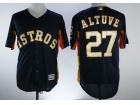 Houston Astros #27 Jose Altuve Blue With Gold Number Cool Base Jersey