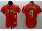 Houston Astros #4 George Springer Orange With Gold Number Flexbase Jerseys