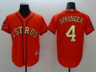 Houston Astros #4 George Springer Orange With Gold Number Cool Base Jerseys