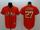 Houston Astros #27 Jose Altuve Orange With Gold Number Cool Base Jersey