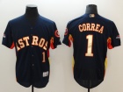 Houston Astros #1 Carlos Correa Blue With Gold Number Flexbase Jersey