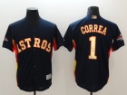 Houston Astros #1 Carlos Correa Blue With Gold Number Program Cool Base Jersey