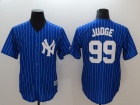 New York Yankees #99 Aaron Judge Blue With Pinstrip Cool Base Jersey