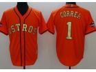 Houston Astros #1 Carlos Correa Orange With Gold Number Cool Base Jerseys