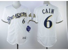 Milwaukee Brewers #6 Lorenzo Cain White Flex Base Jerseys