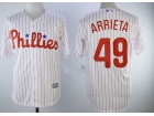 Philadelphia Phillies #49 Jake Arrieta White Strips Cool Base Jerseys