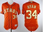 Houston Astros #34 Nolan Ryan Orange With Gold Number Flexbase Jerseys