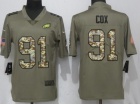 Philadelphia Eagles #91 Fletcher Cox Olive Camo Salute To Service Limited Jersey