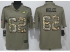 Philadelphia Eagles #62 Jason Kelce Olive Camo Salute To Service Limited Jersey