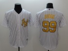 New York Yankees #99 Aaron Judge White With Gold Number Cool Base Jersey