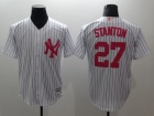 New York Yankees #27 Giancarlo Stanton White Pink Cool Base Jersey