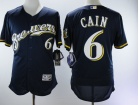 Milwaukee Brewers #6 Lorenzo Cain Navy Blue Flex Base Jerseys