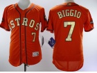 Houston Astros #7 Biggio Orange With Gold Number Cool Base Jersey