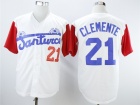 Santurce CRAVVERS Puerto Rico #21 Clemente White with Red Sleeves Baseball Jersey